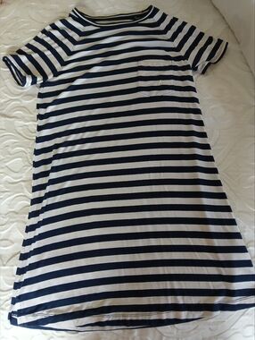 Abercrombie & Fitch Navy and White Striped Tee Dress